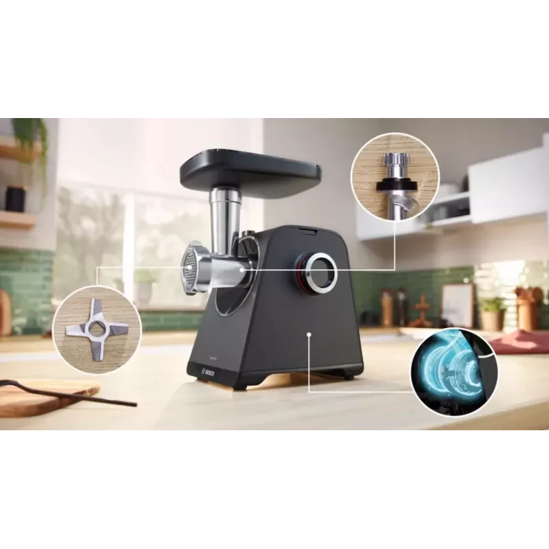 Bosch Serie 4 MFWS440B gaļas maļamā mašīna 1900 W, melna, sudrabota