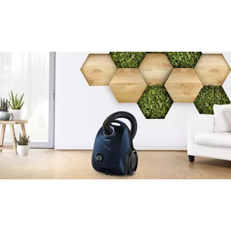 Cilindriskais putekļsūcējs Bosch Serie 2 BGBS2BU1T — 850 W, 3,5 L putekļu maiss, 8 m darbības rādiuss, zils