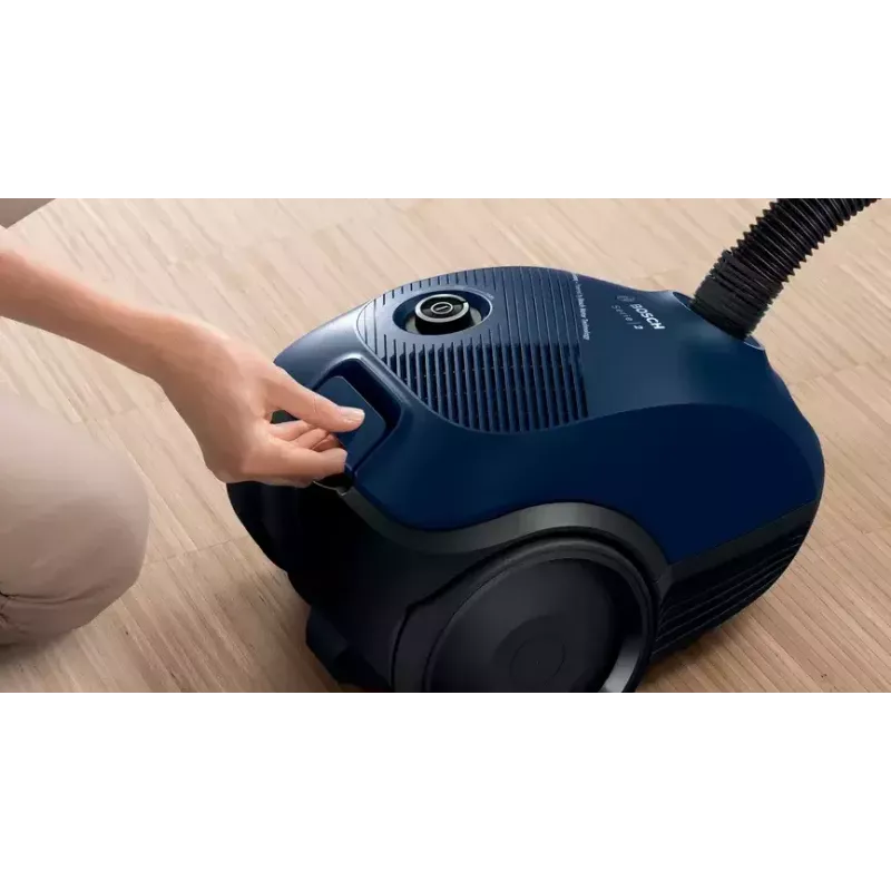 Cilindriskais putekļsūcējs Bosch Serie 2 BGBS2BU1T — 850 W, 3,5 L putekļu maiss, 8 m darbības rādiuss, zils