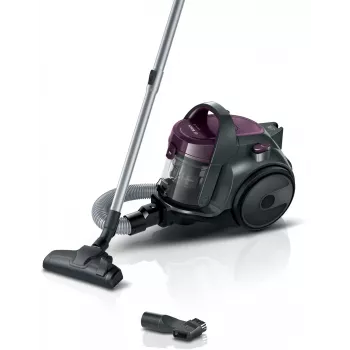 Cilindrisks putekļsūcējs Bosch BGC05AAA1 — 700 W, 1,5 L bez putekļu maisa, HEPA 12, teleskopiska nerūsējošā tērauda caurule, 9 m rādiuss, pelēks