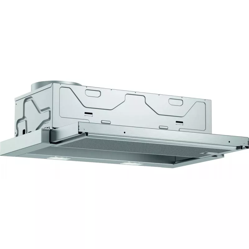 Daļēji iebūvēts tvaika nosūcējs Bosch DFL063W56 — izvelkams, 598×290×203 mm, 328 m³/h, alumīnija filtrs, recirkulācijas