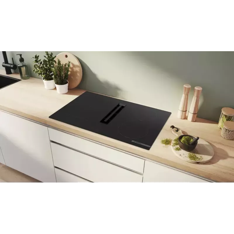 Indukcijas plīts virsma Bosch Serie 4 PVS811B16E, 80 cm, 4 zonu skārienvadība, bez rāmja, melna