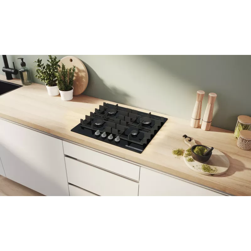 Bosch Serie 4 PNP6B6K40 plīts virsma Melna Iebūvējama 60 cm Gāzes 4 zonas