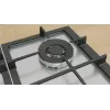 Iebūvējamā gāzes plīts virsma Bosch PCH6A5I90 — 60 cm, nerūsējošais tērauds, 4 gāzes zonas + 1 wok, Flame Select, čuguna pannas balsti