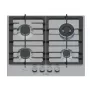 Iebūvējamā gāzes plīts virsma Bosch PCH6A5I90 — 60 cm, nerūsējošais tērauds, 4 gāzes zonas + 1 wok, Flame Select, čuguna pannas balsti