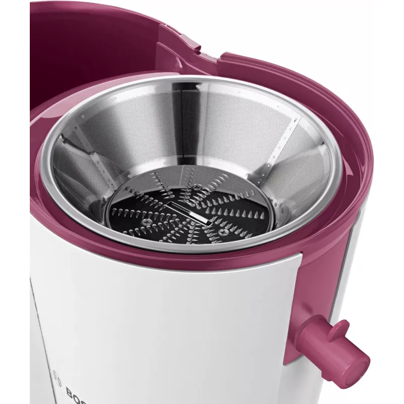 Bosch MES25C0 sulu spiede, centrifūgas tipa sulu spiede, 700 W, Ķiršu (augļa), caurspīdīga, balta