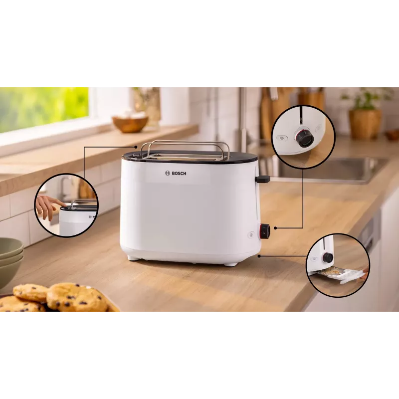 Bosch TAT2M121 tosteris 6 2 šķēlēm 950 W balts