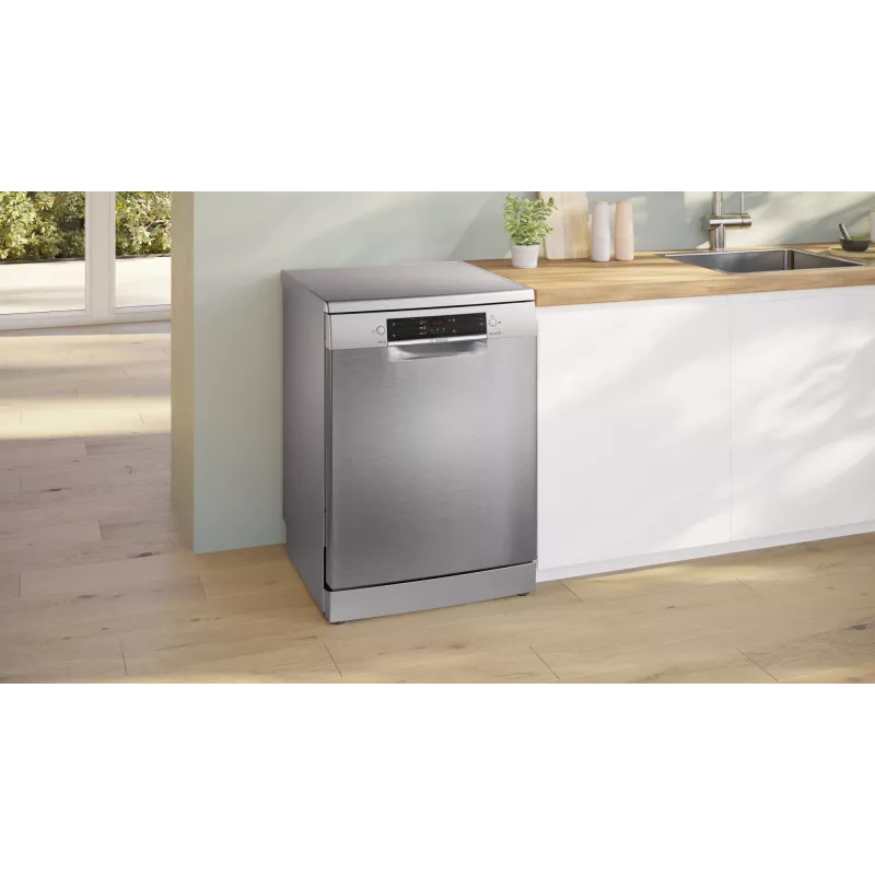 Trauku mazgājamā mašīna Bosch Serie 2 SMS25GI09F — brīvstāvoša, 12 galda piederumu komplekti, 60 cm, 46 dB, siltummaiņa žāvēšana