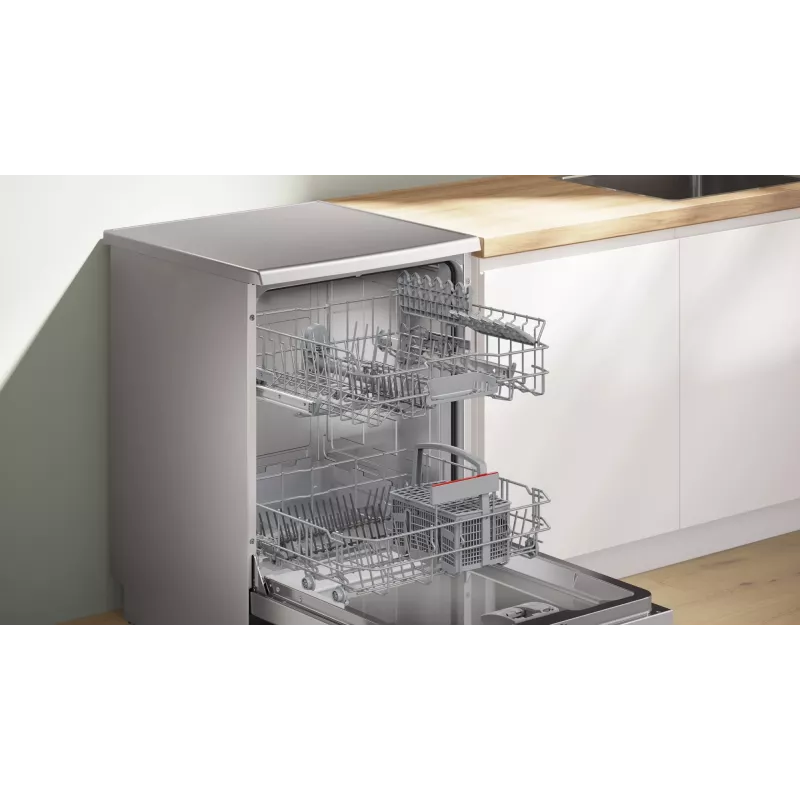 Trauku mazgājamā mašīna Bosch Serie 2 SMS25GI09F — brīvstāvoša, 12 galda piederumu komplekti, 60 cm, 46 dB, siltummaiņa žāvēšana