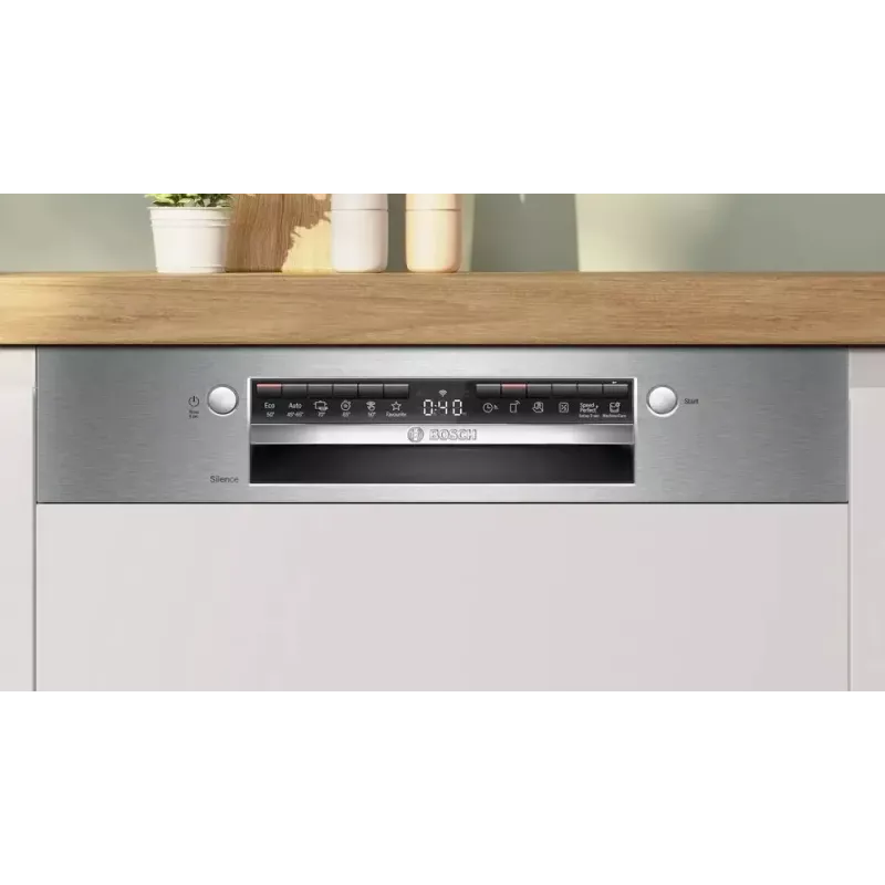 Iebūvējamā trauku mazgājamā mašīna Bosch SMI4EVS04E, pilna izmēra 60 cm, 13 galda klājumu, energoefektivitātes klase D, 6 programmas, Wi‑Fi, 46 dB