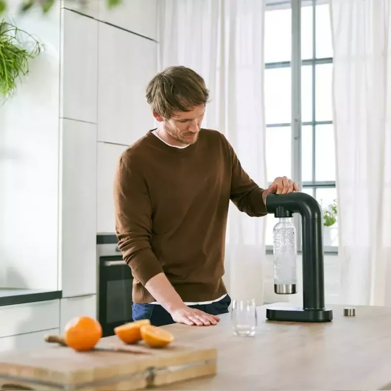 Sodas automāts BRITA sodaONE Melns Silver — saturators, 60 L veiktspēja, bez BPA, 450×129×240 mm