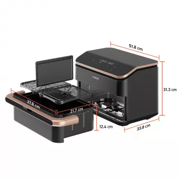 Cosori Dual Blaze Twinfry Chef Edition Dubultā 10 L brīvstāvoša 2800 W karstā gaisa fritieris Tumši pelēks, Rožu zelts