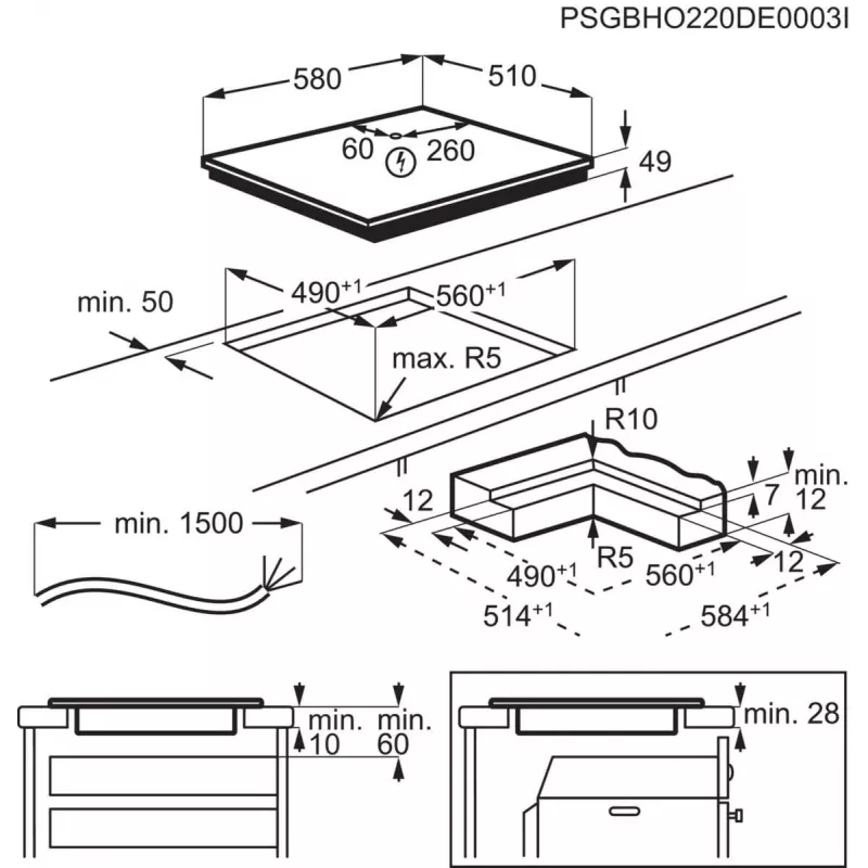 Electrolux Serie 700 EIS62453IZ Melns Built-in 60 cm Zone induction hob 4 zone(s)