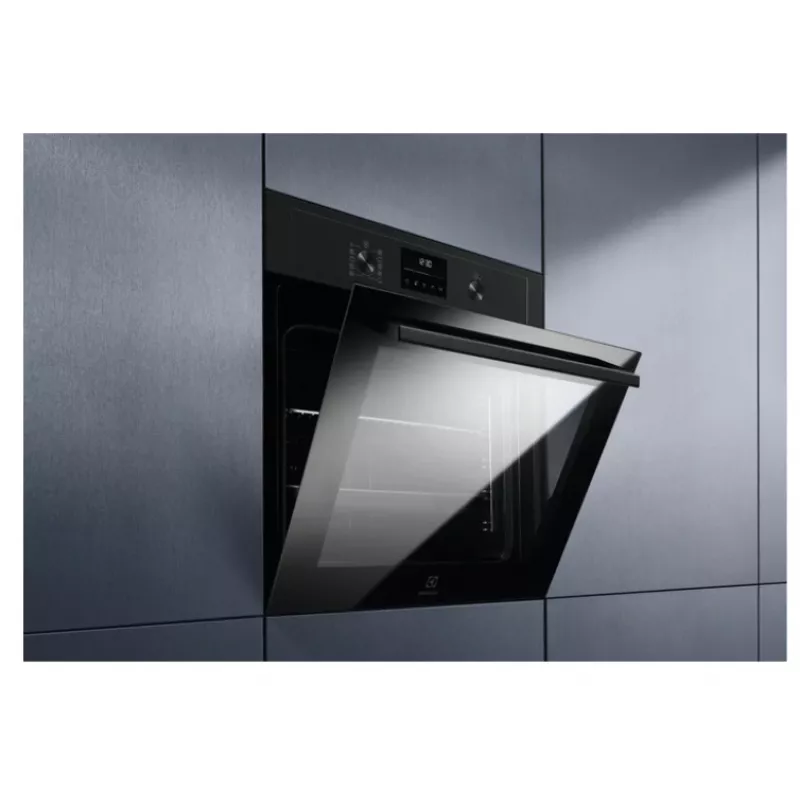 Iebūvējamā elektriskā cepeškrāsns Electrolux EOD4P57H — 72 L, pirolītiskā pašattīrīšanās, tvaika un konvekcijas režīms, grils 2300 W, melna
