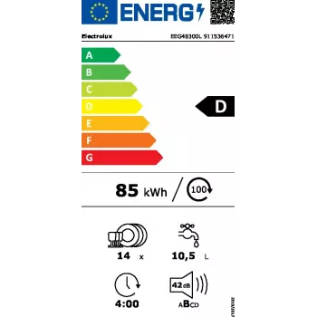 Iebūvējamā trauku mazgājamā mašīna Electrolux EEG48300L — 14 galda piederumu komplekti, 42 dB, 60 cm