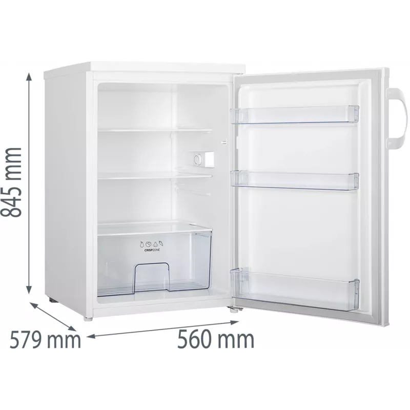 Brīvi stāvošs ledusskapis Gorenje R492PW — 133 L, balts, atveramas durvis, LED apgaismojums, rotējoša vadība