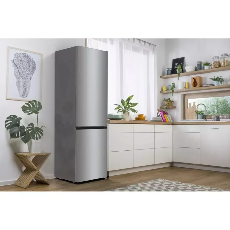 Brīvi stāvošs ledusskapis-saldētājs Gorenje NRK6202EXL4, kopējais tilpums 331 L (Ledusskapis 235 L / Saldētājs 96 L), nerūsējošais tērauds, LED displejs