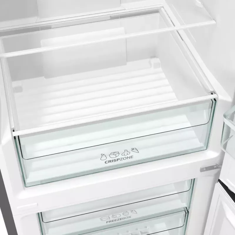 Brīvi stāvošs ledusskapis-saldētājs Gorenje NRK6202EXL4, kopējais tilpums 331 L (Ledusskapis 235 L / Saldētājs 96 L), nerūsējošais tērauds, LED displejs