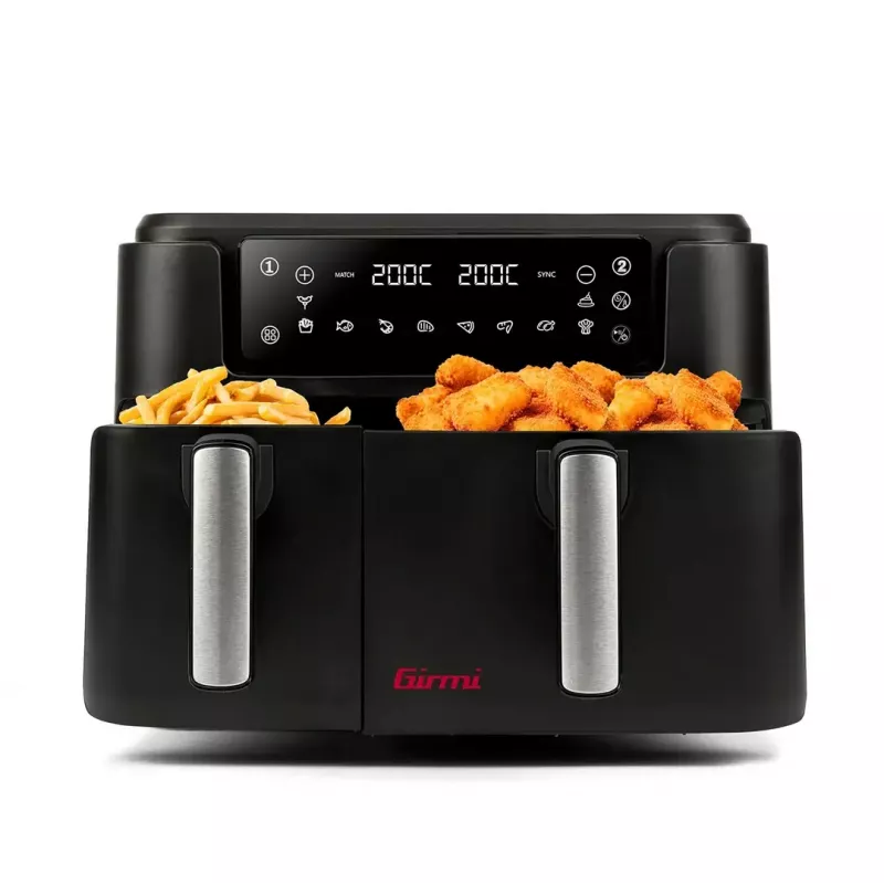 Karstā gaisa cepeškrāsns Girmi FG26, dubultā groza galda virsmas cepeškrāsns, 9 L kopā (5,5 L + 3,5 L), 2400 W, 10 programmas, līdz 200 °C