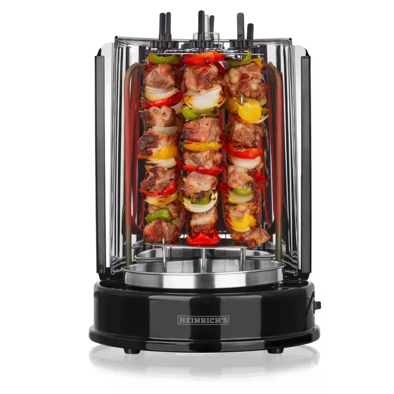 HEINRICH'S HDG 8687 kontaktgrils — 1400 W, apaļš, melns, 250×360 mm