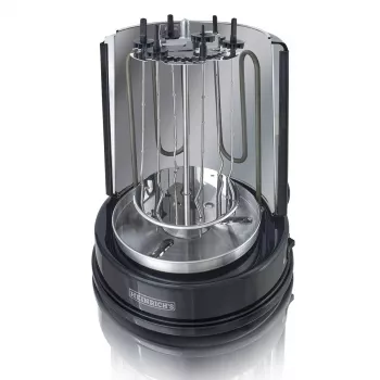 HEINRICH'S HDG 8687 kontaktgrils — 1400 W, apaļš, melns, 250×360 mm