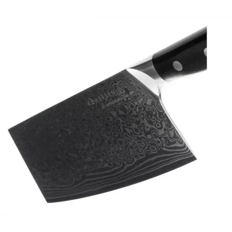 Cleaver KOHERSEN Elegance Ebony Wood Damaska tērauda cirtnis 16,5 cm, 60 HRC, 13 cm rokturis, 335 g