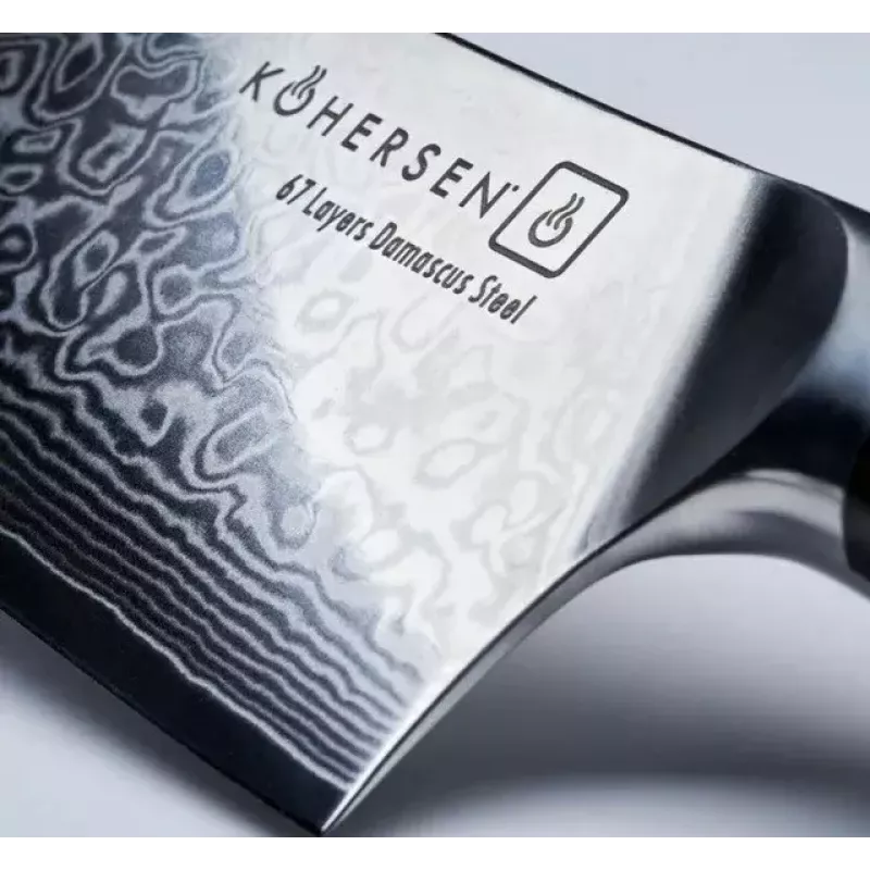 Cleaver KOHERSEN Elegance Ebony Wood Damaska tērauda cirtnis 16,5 cm, 60 HRC, 13 cm rokturis, 335 g