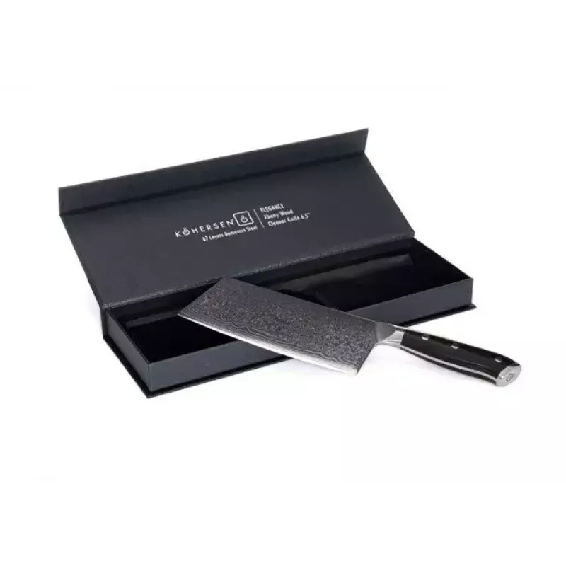 Cleaver KOHERSEN Elegance Ebony Wood Damaska tērauda cirtnis 16,5 cm, 60 HRC, 13 cm rokturis, 335 g