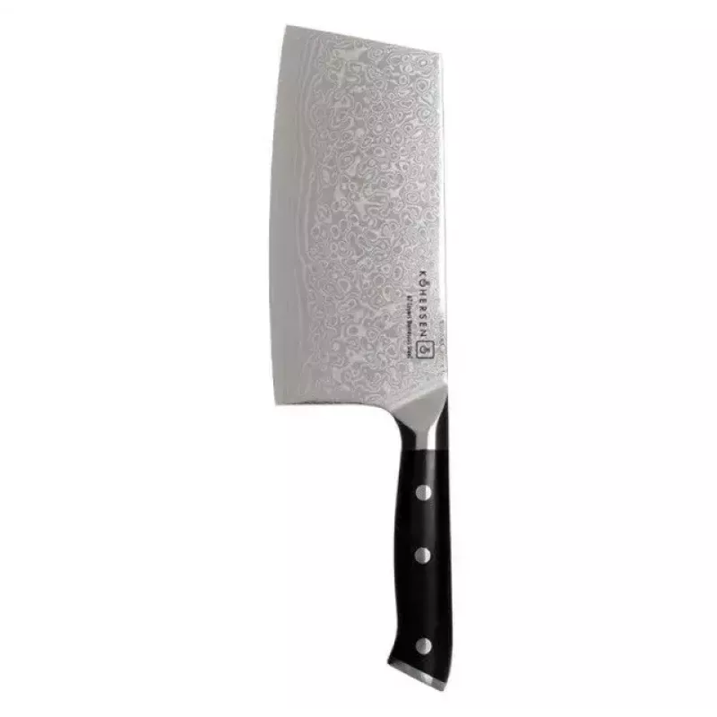 Cleaver KOHERSEN Elegance Ebony Wood Damaska tērauda cirtnis 16,5 cm, 60 HRC, 13 cm rokturis, 335 g