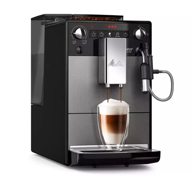 Espresso kafijas automāts MELITTA F270-100 — pilnībā automātisks, 1,5 L ūdens tvertne, 15 bar, iebūvēta dzirnaviņas