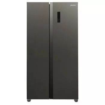 Sāniski novietotais ledusskapis MPM MPM-563-SBS-14/N — 532 L kopēji, 347 L ledusskapja nodalījums, 185 L saldētava, nerūsējošais tērauds