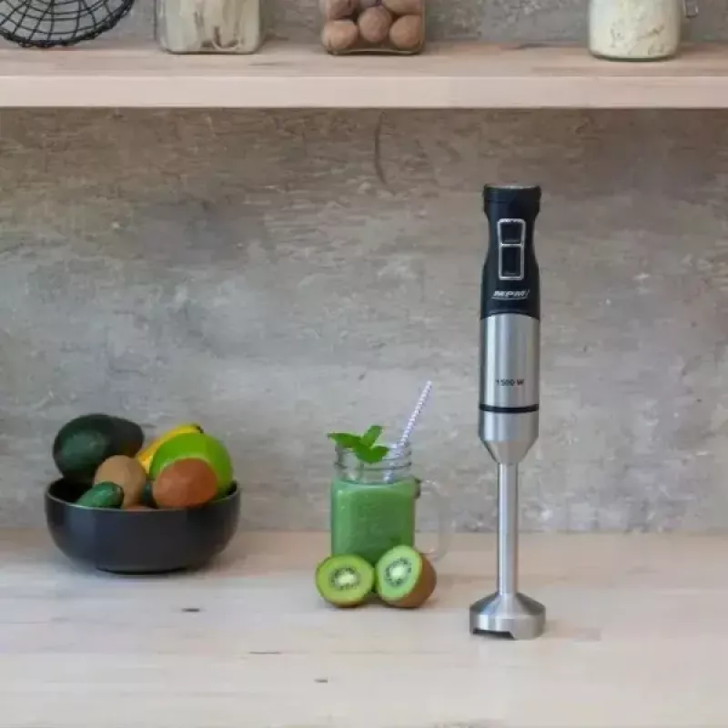Rokas blenderis MPM MBL-33M, 1500 W, 9 ātrumi, turbo, nerūsējošā tērauda asmeņi, piekāršanas kronšteins, 220–240 V