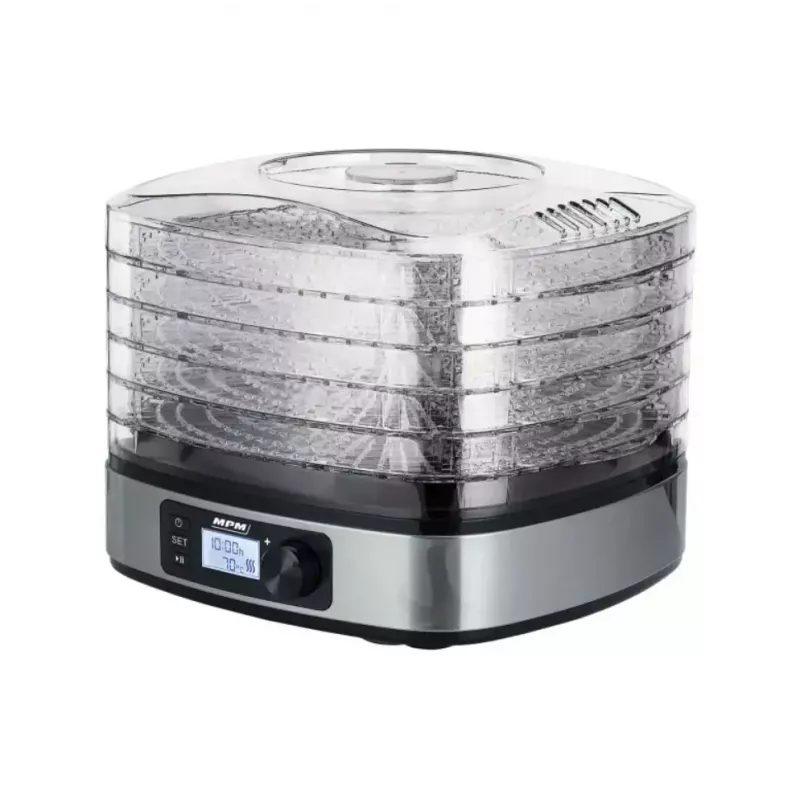 Pārtikas žāvētājs MPM MSG-12 dehidrators, 6 paplātes, 380 W, 35–75 °C, 0,5–36 h taimeris, nerūsējošā tērauda korpuss