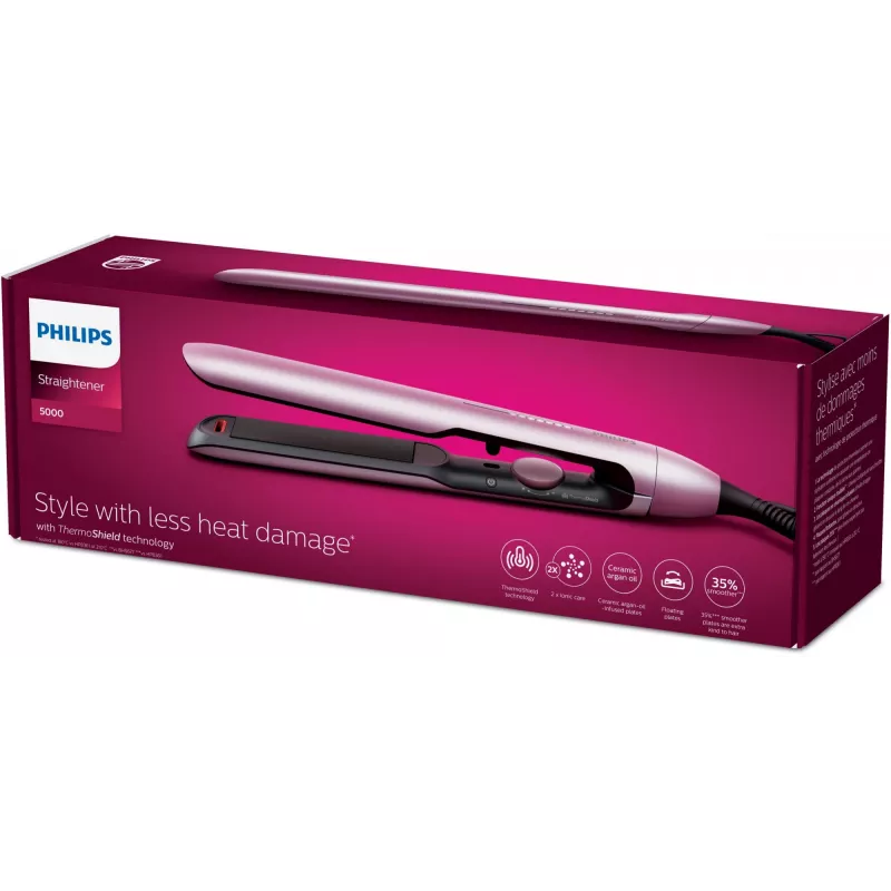 Taisnošanas gludeklis Philips BHS530/00 – keramiskas plāksnes 2,5 cm, 120–240 V, 12 siltuma līmeņi, 120–230 °C, jonu funkcija, 1,8 m grozāms vads