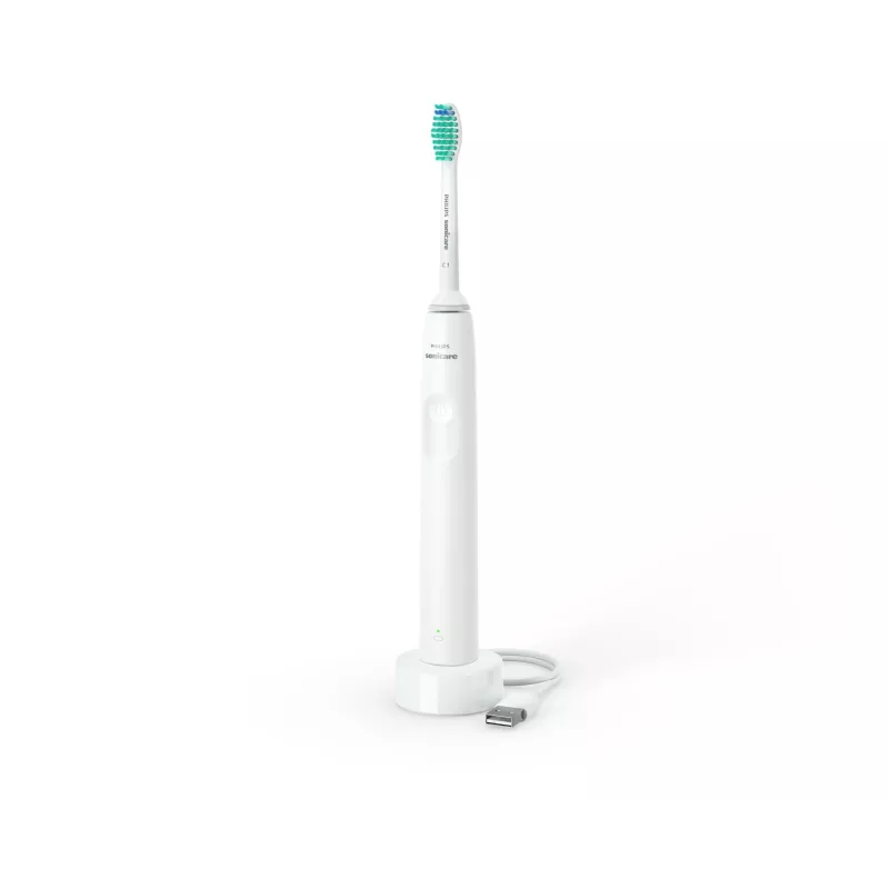 Sonic zobu birste Philips 2100 sērija HX3651/13 — uzlādējama pieaugušo sonic zobu birste, 2 min taimeris, balta, 1 birstes galviņa