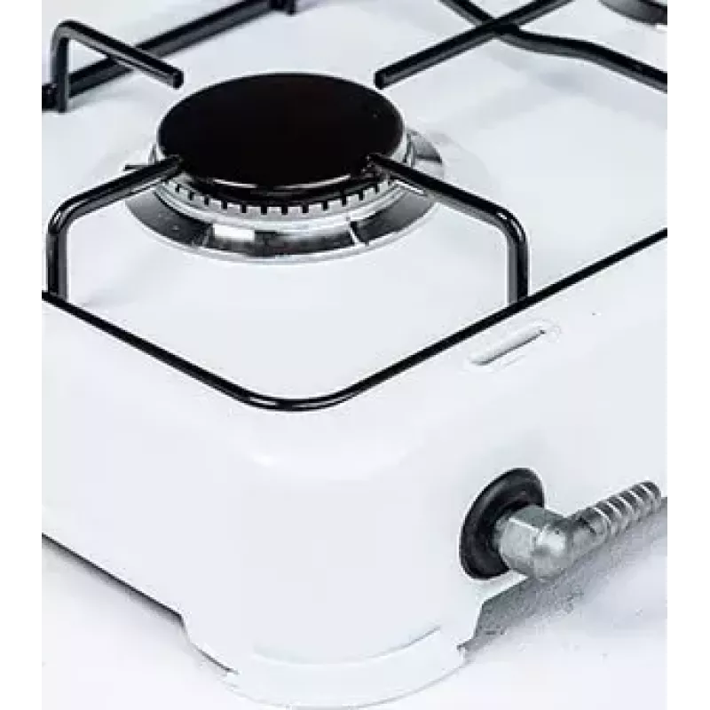 Gas hob Ravanson K-02T 2-zone tabletop stove, LPG G30, 3.71 kW, enamel surface, rotary control, metal grate