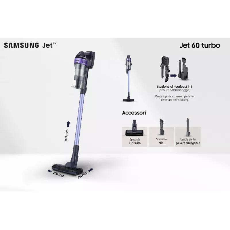 Samsung VS15A6031R4 Stieņa tipa putekļsūcējs Akumulatora Sausā Tvertnes bez maisa 0.8 L Melns