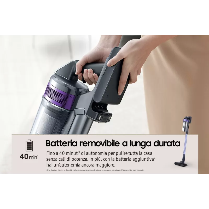 Samsung VS15A6031R4 Stieņa tipa putekļsūcējs Akumulatora Sausā Tvertnes bez maisa 0.8 L Melns