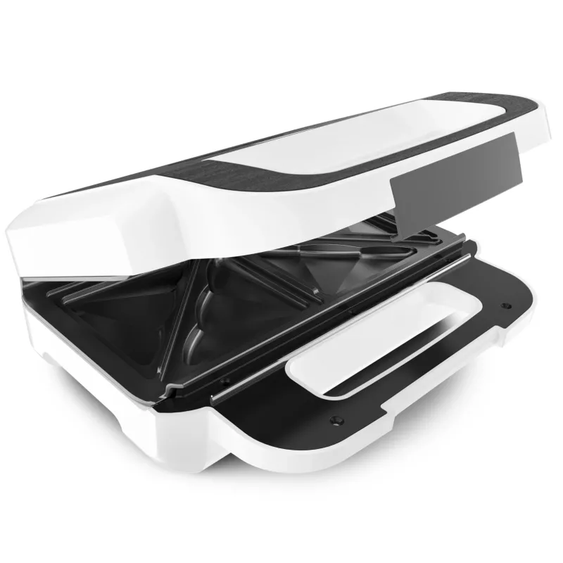 Sendviču cepējs Tefal SW7011 — 850 W, nerūsējošais tērauds un balta, kompakts 238×276×98 mm