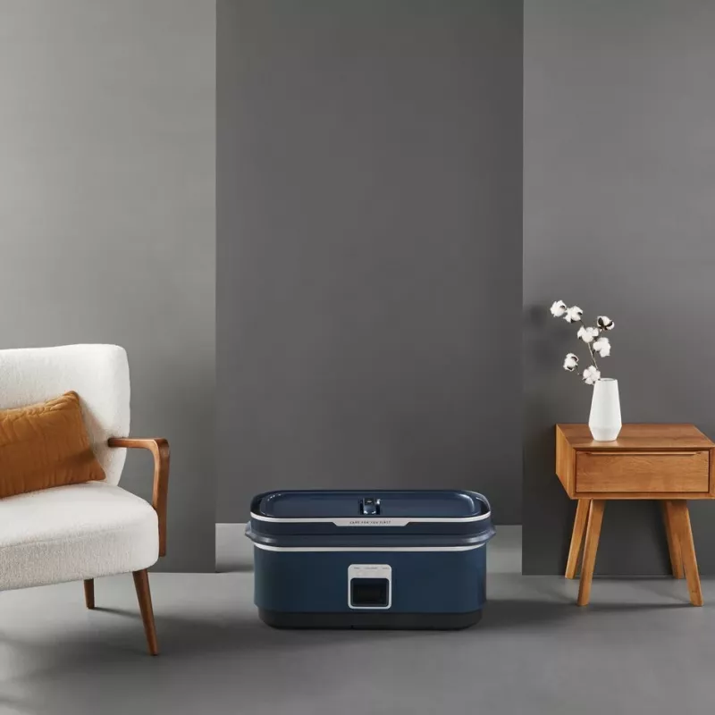 Tvaika gludeklis Tefal Care For You First YT2020 1500W 1.2L zils — apģērbu tvaikonis ar izņemamu tvertni, automātisko izslēgšanos, displeju