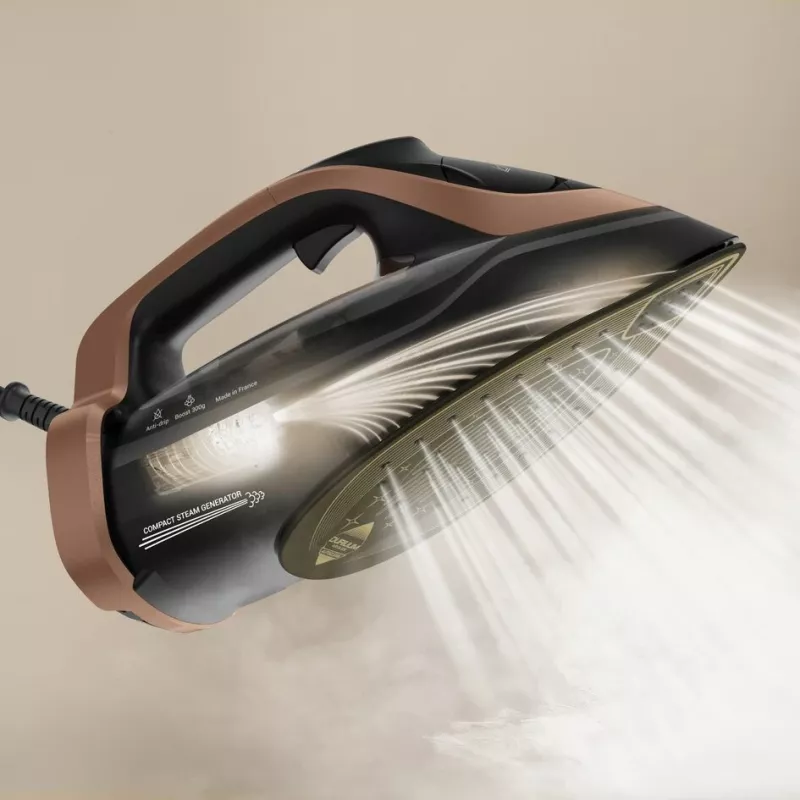 Tefal Ultimate Power Pro FV9E50 sausais un tvaika gludeklis, Durilium AirGlide Autoclean zole, 3200 W, melns, varš