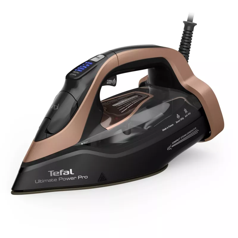 Tefal Ultimate Power Pro FV9E50 sausais un tvaika gludeklis, Durilium AirGlide Autoclean zole, 3200 W, melns, varš