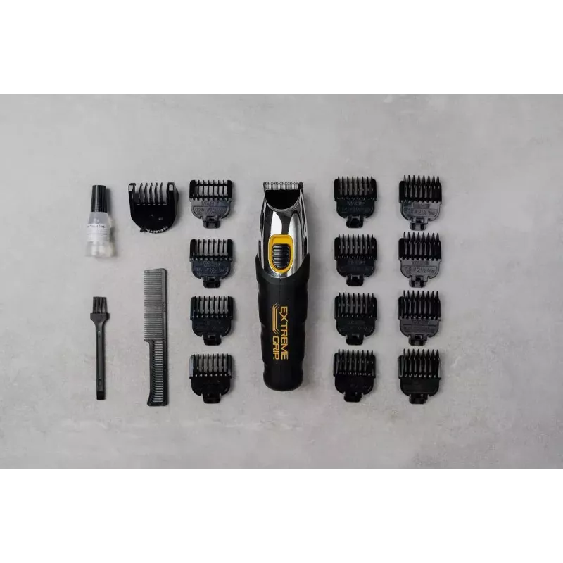 Matu griežamā mašīnīte Wahl Extreme Grip AC/Battery, bezvada, Li‑Ion, 240 min darbības laiks, 12 garuma pakāpieni, nerūsējošā tērauda asmens, griešanas platums 3 cm, melna