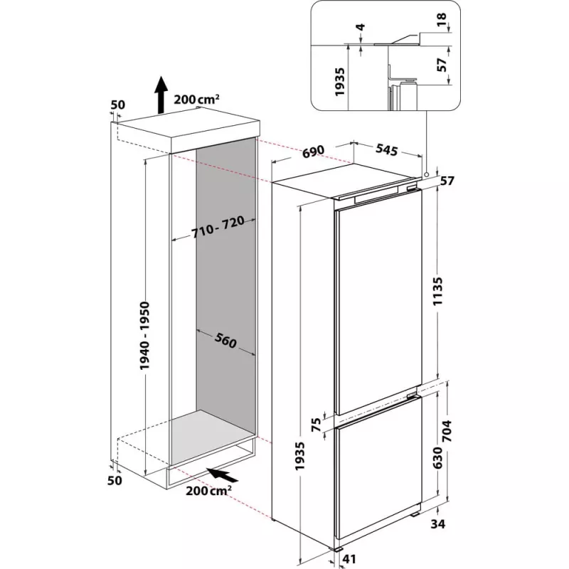 Whirlpool SP40 812 EU 2 Iebūvējams 400 L balts