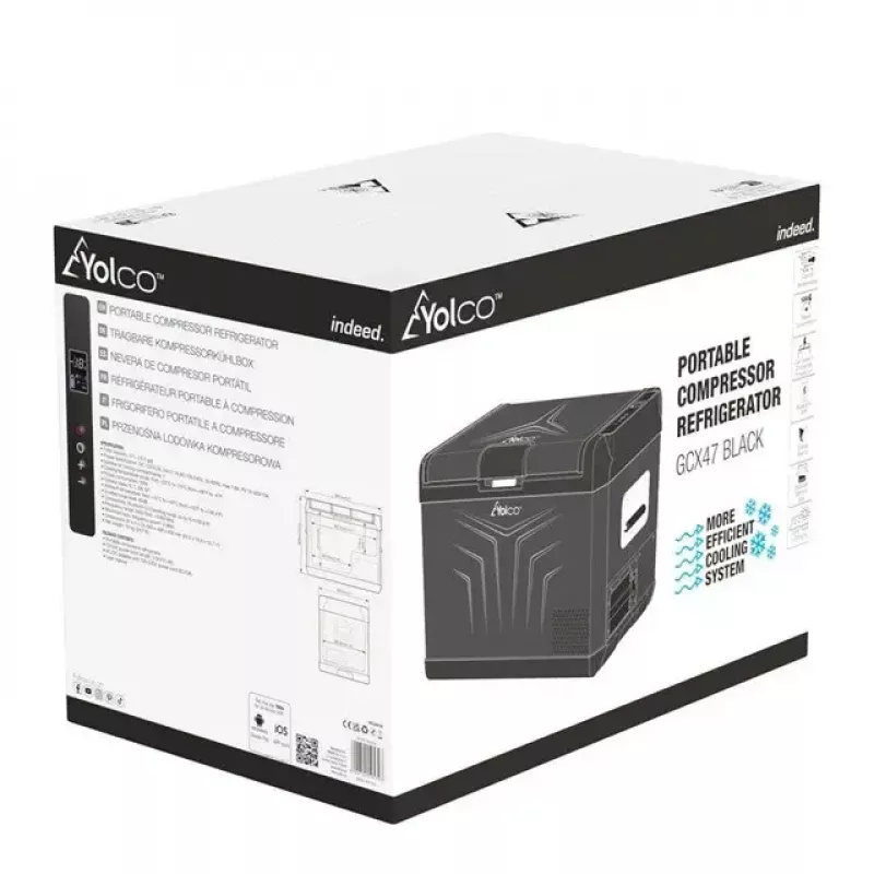 Portable compressor fridge Yolco GCX47 Melns — 47L capacity, energy-efficient