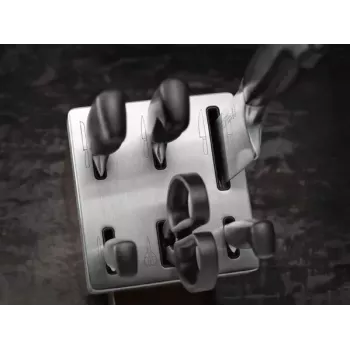 Galda piederumu komplekts ar nazi ZWILLING 35148-507-0 — 7-daļīgs komplekts ar pavārnazi, maizes nazi, nazi dārzeņu mizošanai, virtuves šķērēm, pelēku bloku