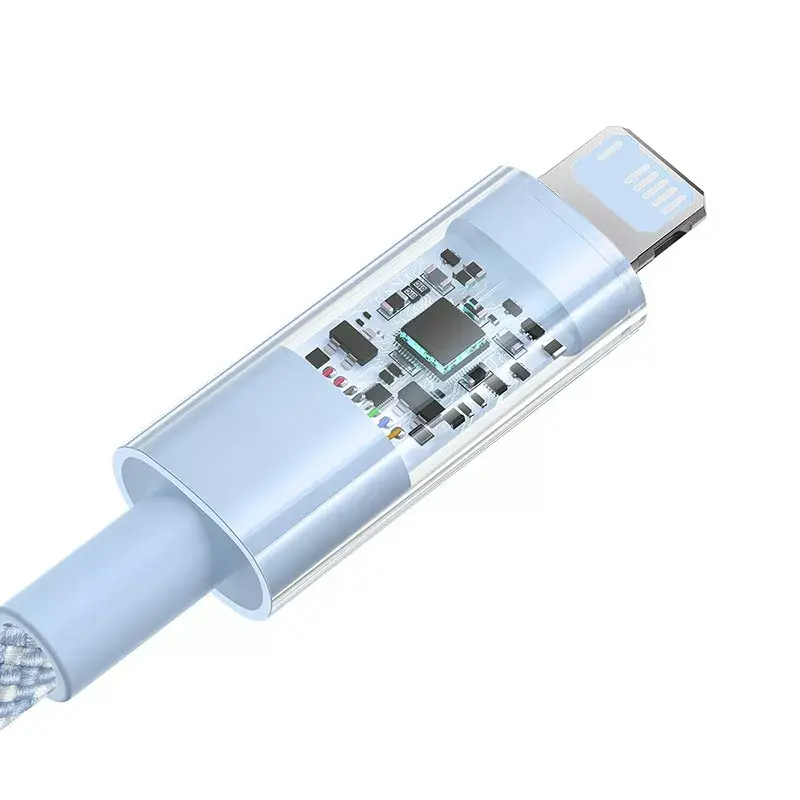 USB kabelis Baseus Gem P10373003311-01 — 2 m, 2,4 A, Lightning uz USB-A, neilona apvalks, zila