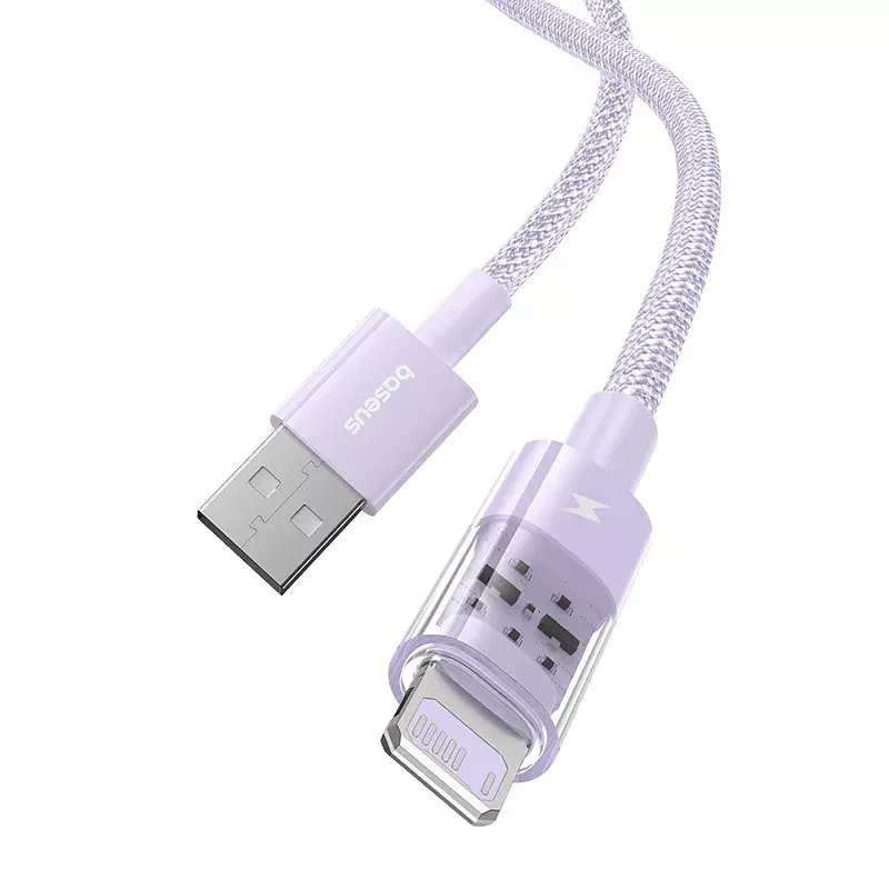 USB uzlādes kabelis Baseus Gem P10373003511-01 — 2 m, 2.4 A, USB-A uz Lightning, violets