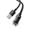 USB uzlādes kabelis Baseus Gem P10373003111-00, 1 m, 2,4 A, neilona apvalks, Lightning, USB-A, melns
