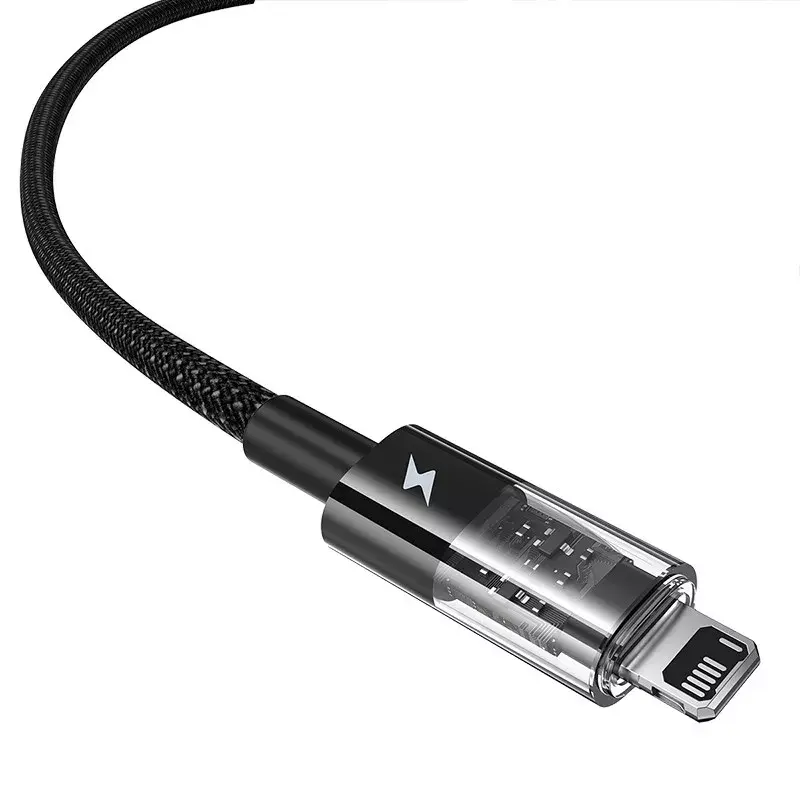 USB uzlādes kabelis Baseus Gem P10373003111-00, 1 m, 2,4 A, neilona apvalks, Lightning, USB-A, melns